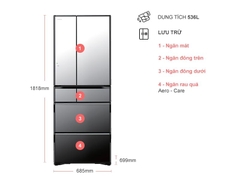 Tủ lạnh Hitachi 536 lít R-G520GV (X)