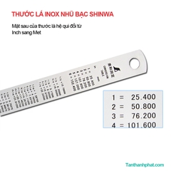 Thước lá inox nhũ bạc 1m Shinwa 13048