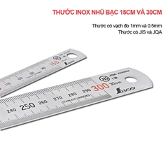 Thước lá inox nhũ bạc 60cm Shinwa 13021