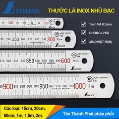 Thước lá inox mạ nhũ bạc Shinwa