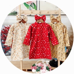 Set Áo Dài Hoa Kèm Nơ