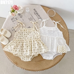 Body Váy Bé Gái 2 Dây Buộc Nơ