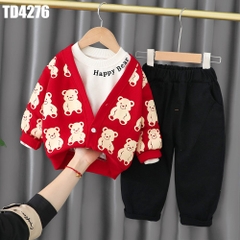 Set Áo Quần Kèm Cardigan Con Gấu
