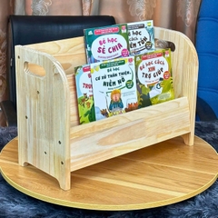 Kệ Sách Cho Bé 2 Ngăn Thiết Kế Chống Đổ, Kệ Giá Sách Để Bàn, Kệ Sách Lớp Mầm Non Montessori, Kệ Sách Mini Cho Bé