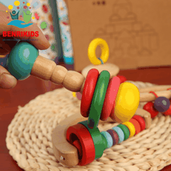 Bộ 4 Xúc Xắc Lục lạc Cho Trẻ Sơ Sinh Gỗ Sồi An Toàn