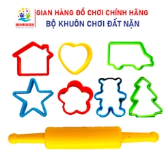 Đồ Chơi Trẻ Em- Set 8 Khuôn Đất Nặn Kèm Con Lăn Cán Đất Loại Lớn Bằng Nhựa Cao Cấp An Toàn Cho Bé- Dễ Sử Dụng Không Bết Dính