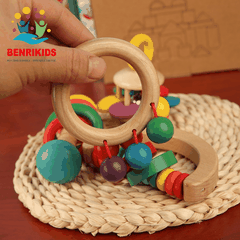 Bộ 4 Xúc Xắc Lục lạc Cho Trẻ Sơ Sinh Gỗ Sồi An Toàn