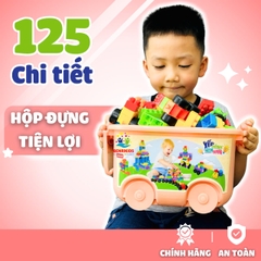 Hộp Đồ Chơi Xếp Hình 125 Chi Tiết Có Bánh Xe Đẩy Bằng Nhựa Benrikids An Toàn Cho Bé Sáng Tạo