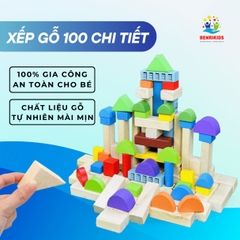 Đồ Chơi Xếp Hình Thông Minh 100 Chi Tiết Bằng Gỗ Thông Giúp Bé Phát Triển Trí Tuệ Có Hộp Đựng Tiện Lợi Cho Bé Từ 3 Tuổi