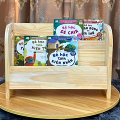 Kệ Sách Cho Bé 2 Ngăn Thiết Kế Chống Đổ, Kệ Giá Sách Để Bàn, Kệ Sách Lớp Mầm Non Montessori, Kệ Sách Mini Cho Bé