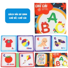 Sách Vải Mini Cho Bé, Sách Vải Song Ngữ Kích Thích Giác Quan 12x12cm Phát Triển Tư Duy Cho Trẻ Nhỏ, Trẻ Sơ Sinh