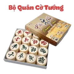 Bộ Quân Cờ Tướng Gỗ Size 32mm Kèm Bàn Cờ Tướng Bằng Giấy Nilong