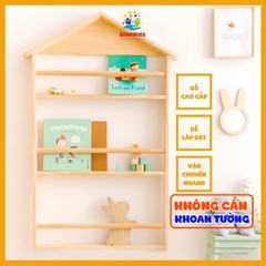 Giá Để Sách Treo Tường Không Cần Khoan Tường Cho Bé Hình Ngôi Nhà Kích Thước Lớn Trang Trí Decor Phòng Cho Bé Yêu