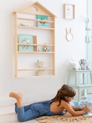 Giá Để Sách Treo Tường Không Cần Khoan Tường Cho Bé Hình Ngôi Nhà Kích Thước Lớn Trang Trí Decor Phòng Cho Bé Yêu