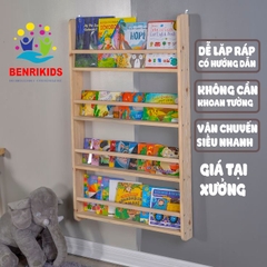 Giá Sách Treo Tường Gỗ Thông Tự Nhiên Dễ Lắp Ráp Đựng Được Nhiều Sách Cho Bé Kệ Gỗ Montessori