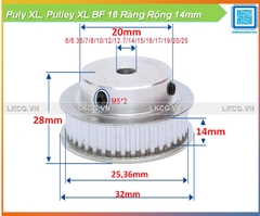 Puly XL, Pulley XL BF 16 Răng Rộng 14mm