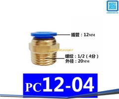 Đầu nối hơi nhanh ống Phi 12 (PC10) bằng đồng