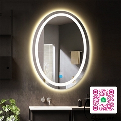 Gương đèn led phòng tắm hình oval SMHome GNT07 - Tích hợp đèn led và công tắc cảm ứng trên gương