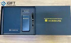 Bộ quà tặng Bút, Sổ, USB, Pin dự phòng in logo ngân hàng Agribank