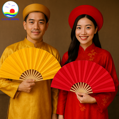 Quạt vải trơn 2 mặt Cảnh Đông - Quạt sự kiện múa, biểu diễn, quà tặng đám cưới