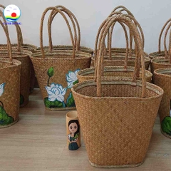 Túi xách đan tay thiên nhiên , túi cói trơn , túi quà tặng dân gian lưu niệm Việt Nam ý nghĩa - Nhận vẽ theo yêu cầu càng nhiều càng rẻ