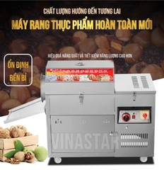 Máy rang lạc công nghiệp chạy xăng VNR-25. Máy chiên hạt dẻ, hạt điều, rang lạc công nghiệp.