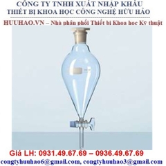 PHỄU CHIẾT QUẢ LÊ, KHÓA PTFE, KHÔNG VẠCH