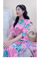 Áo Dài Truyền Thống Tay Bảng AD8087 (áo lẻ)