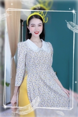 Áo Dài Cổ Thêu 5 cánh AD8068 (áo lẻ)