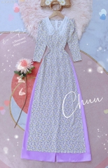 Áo Dài Cổ Thêu 5 cánh AD8068 (áo lẻ)