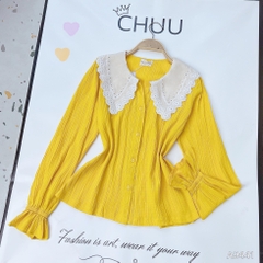 Áo Vân Gỗ Cổ Ren A9441