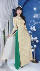 Áo dài Cổ Tròn Ngọc Màu AD9252