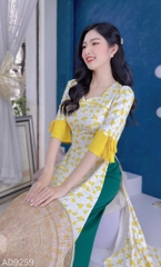 Áo Dài Hoa Mào Gà AD9259 (áo lẻ)