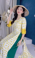 Áo Dài Hoa Mào Gà AD9259 (áo lẻ)