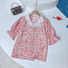 Áo Sơ Mi Hoa Cổ Vest Đồng Xu A9467