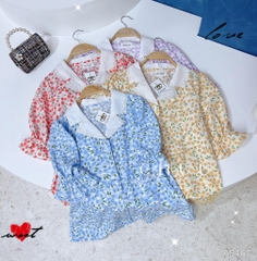 Áo Sơ Mi Hoa Cổ Vest Đồng Xu A9467