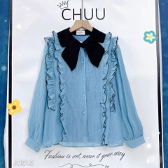 Áo Sơ Mi Tơ Cổ Bướm Black A1515