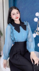 Áo Sơ Mi Tơ Cổ Bướm Black A1515