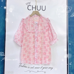 Áo Sơ Mi Tơ Đô Vuông Bèo Cuốn A1543