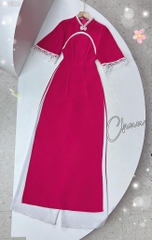 Áo Dài Pha Ren Nút Con Công AD1328 (áo lẻ)