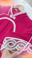 Áo Dài Pha Ren Nút Con Công AD1328 (áo lẻ)