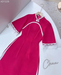 Áo Dài Pha Ren Nút Con Công AD1328 (áo lẻ)