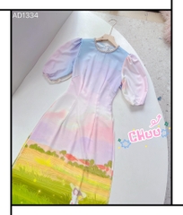 Áo Dài Chân Hoa Cổ Cườm AD1334 (áo lẻ)