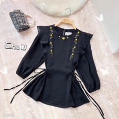 Áo Tơ Thêu Cột Eo A1588