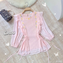 Áo Tơ Thêu Cột Eo A1588