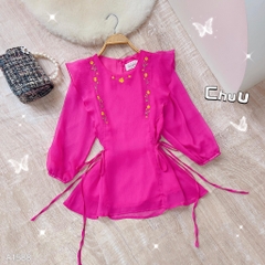 Áo Tơ Thêu Cột Eo A1588