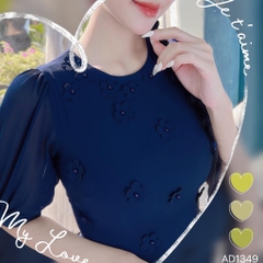 Áo Dài Chiffon Hoa Đỗ Quyên 4T AD1349 (áo lẻ)