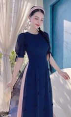 Áo Dài Chiffon Hoa Đỗ Quyên 4T AD1349 (áo lẻ)