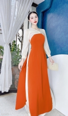 Áo Dài Pha Tơ Nơ Bạch Tuyết AD1356 (áo lẻ)