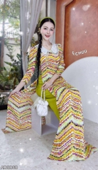 Áo Dài Cổ Thêu 5 cánh AD8068 (áo lẻ)